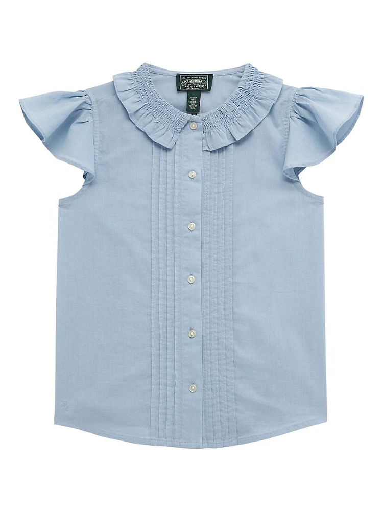 Little Girl's & Batiste Smock-Collar Shirt