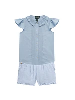 Little Girl's & Batiste Smock-Collar Shirt