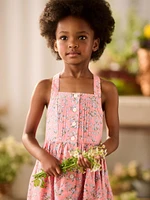 Little Girl's Linen Floral Dress