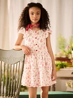 Little Girl's & Girl's Floral Ruffle-Trim Dress