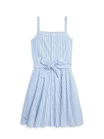 Little Girl's Striped Cotton A-Line Dress