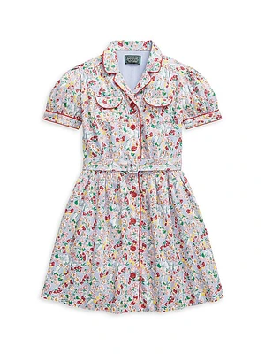 Little Girl's & Floral Cotton Shirtdress