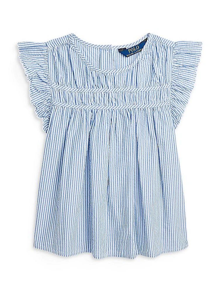 Little Girl's & Girl's Striped Seersucker Top