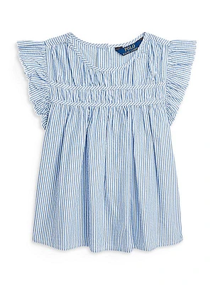 Little Girl's & Girl's Striped Seersucker Top