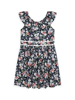 Little Girl's & Floral Poplin Ruffle Dress