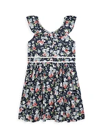 Little Girl's & Floral Poplin Ruffle Dress