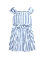 Girl's Poplin Striped Dress