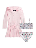 Little Girl's & 2-Piece Floral Smocked Swimsuit