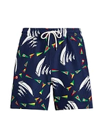 Graphic Seersucker Swim Trunks