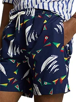 Graphic Seersucker Swim Trunks