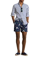 Graphic Seersucker Swim Trunks