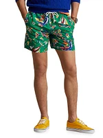 Graphic Mesh-Lined Swim Trunks