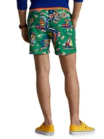 Graphic Mesh-Lined Swim Trunks