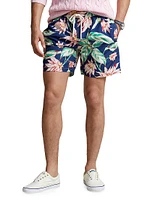 Floral Drawstring Swim Trunks