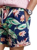 Floral Drawstring Swim Trunks