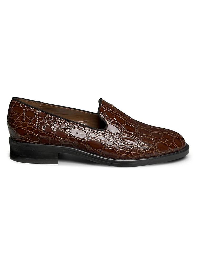 Crocodile-Embossed Leather Loafers