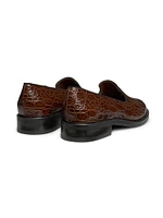 Crocodile-Embossed Leather Loafers