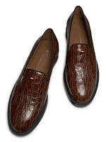 Crocodile-Embossed Leather Loafers