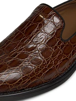 Crocodile-Embossed Leather Loafers