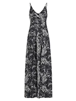 Porter Paisley Satin Cut-Out Maxi Dress