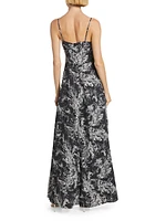 Porter Paisley Satin Cut-Out Maxi Dress