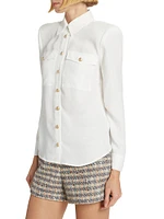 Maisy Metallic-Button Blouse