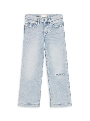 Little Girl's & Nini Distressed Wide-Leg Jeans