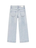 Little Girl's & Nini Distressed Wide-Leg Jeans