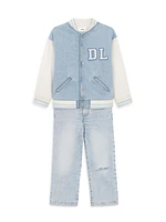 Little Girl's & Nini Distressed Wide-Leg Jeans