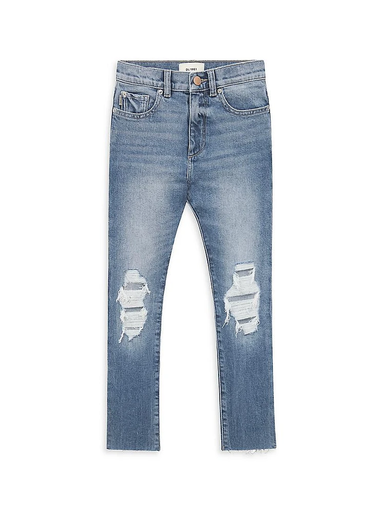 Little Girl's & Emie Distressed Straight-Leg Jeans