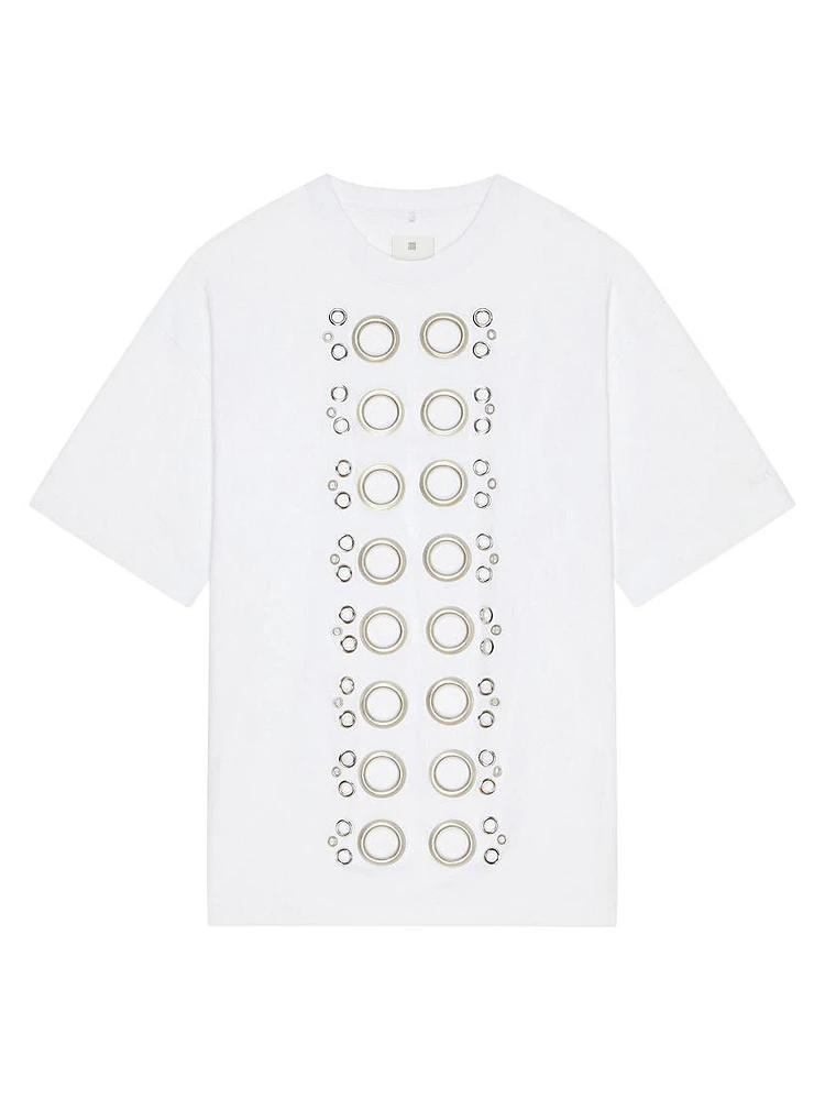 Wide Fit T-Shirt Cotton with Eyelet Details