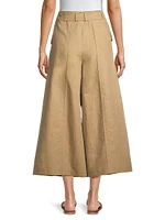 Pinide Cotton & Linen Crop Wide-Leg Pants