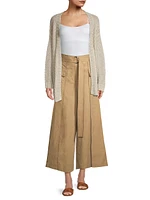 Pinide Cotton & Linen Crop Wide-Leg Pants