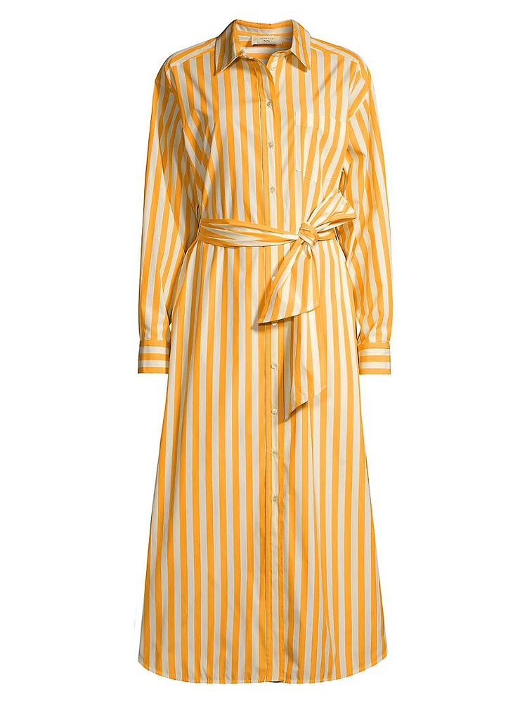 Falasco Striped Cotton Midi-Shirtdress