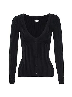 Shine Rib V-Neck Cardigan