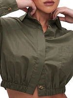 Coated Poplin Cropped Shirt