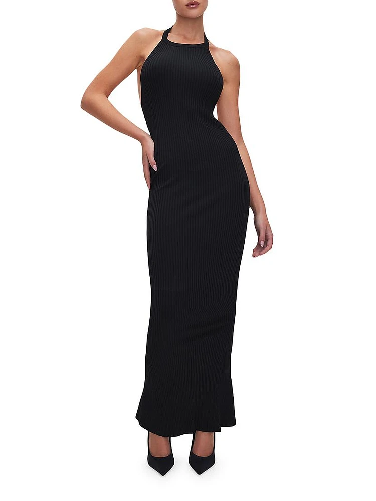 Shine Rib Halter Maxi Dress