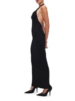 Shine Rib Halter Maxi Dress