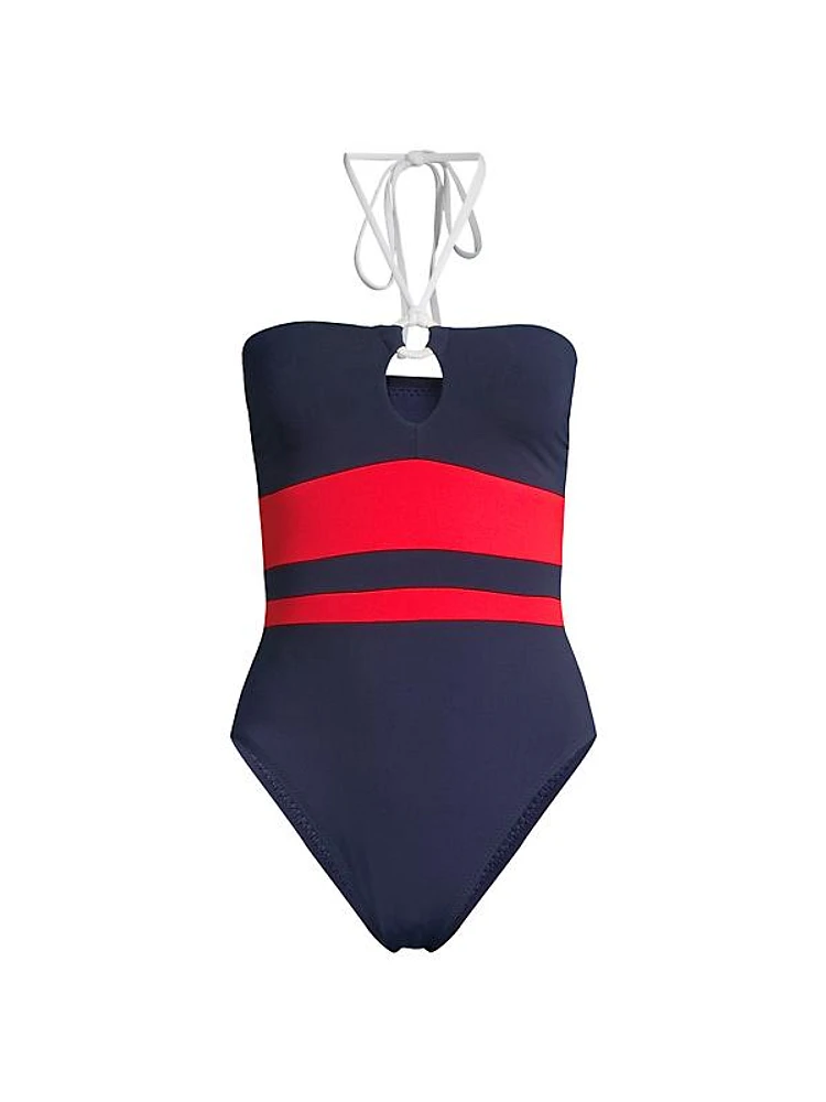 Babe Striped One-Piece Swimsuit