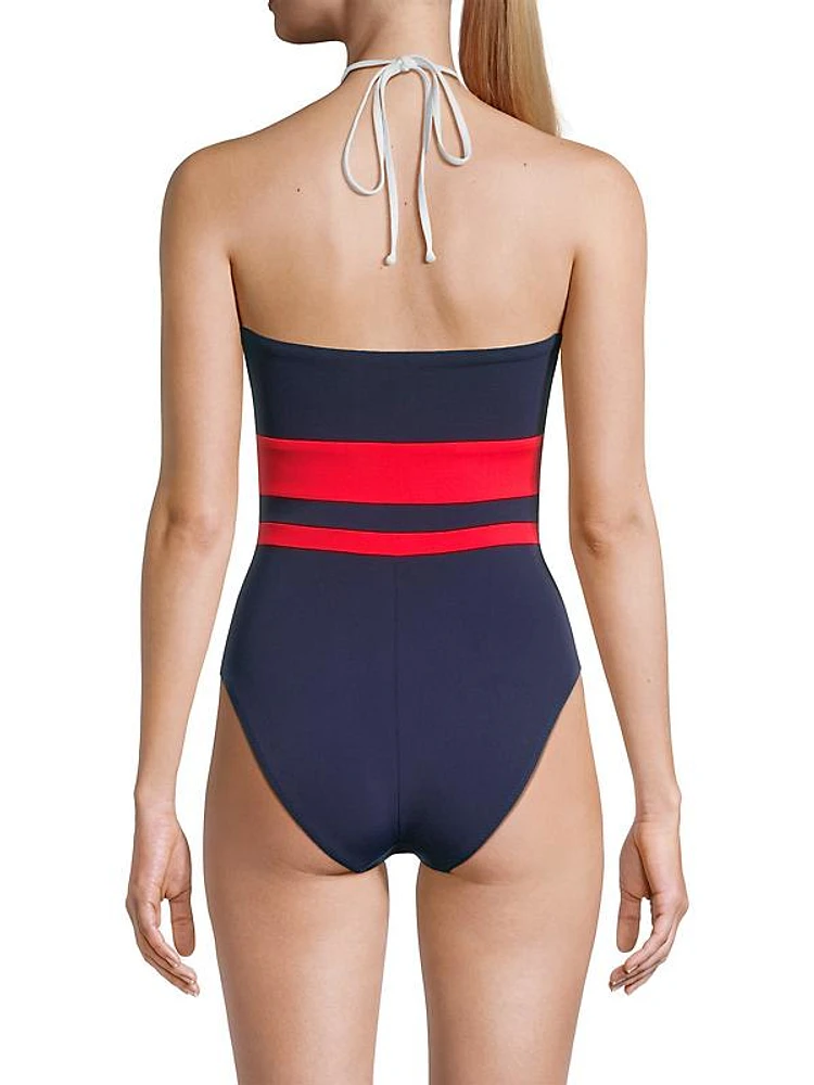 Babe Striped One-Piece Swimsuit