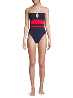 Babe Striped One-Piece Swimsuit