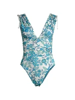 Nerissa Floral Plunge One-Piece Swimsuit