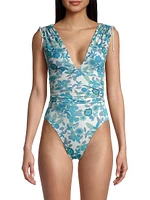 Nerissa Floral Plunge One-Piece Swimsuit