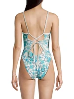 Nerissa Floral Lace-Up One-Piece Swimsuit