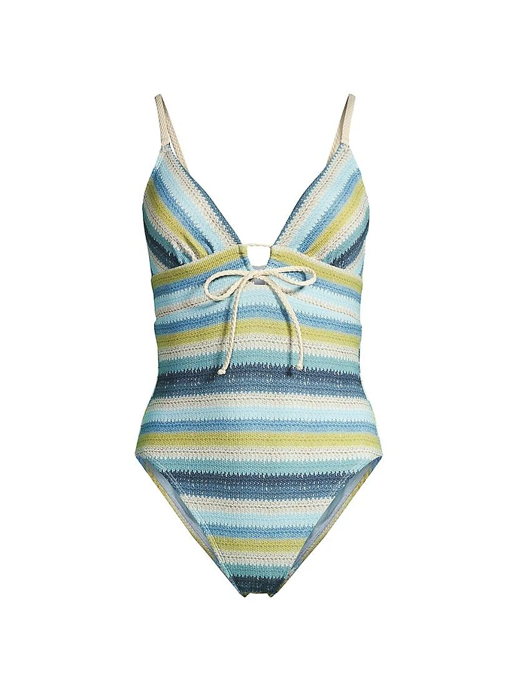 Lyra Striped Keyhole One-Piece Swimsuit