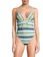 Lyra Striped Keyhole One-Piece Swimsuit