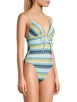 Lyra Striped Keyhole One-Piece Swimsuit