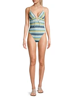 Lyra Striped Keyhole One-Piece Swimsuit