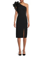 Asymmetric Crepe Cocktail Dress