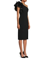 Asymmetric Crepe Cocktail Dress